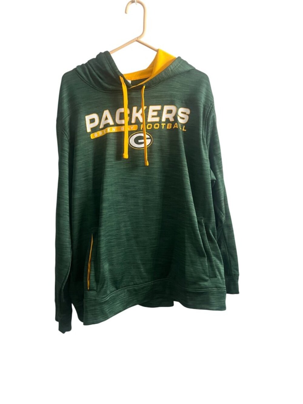 Green Bay Packers NFL Team Apparel Hoodie Green Gold Pullover Mens 2XL